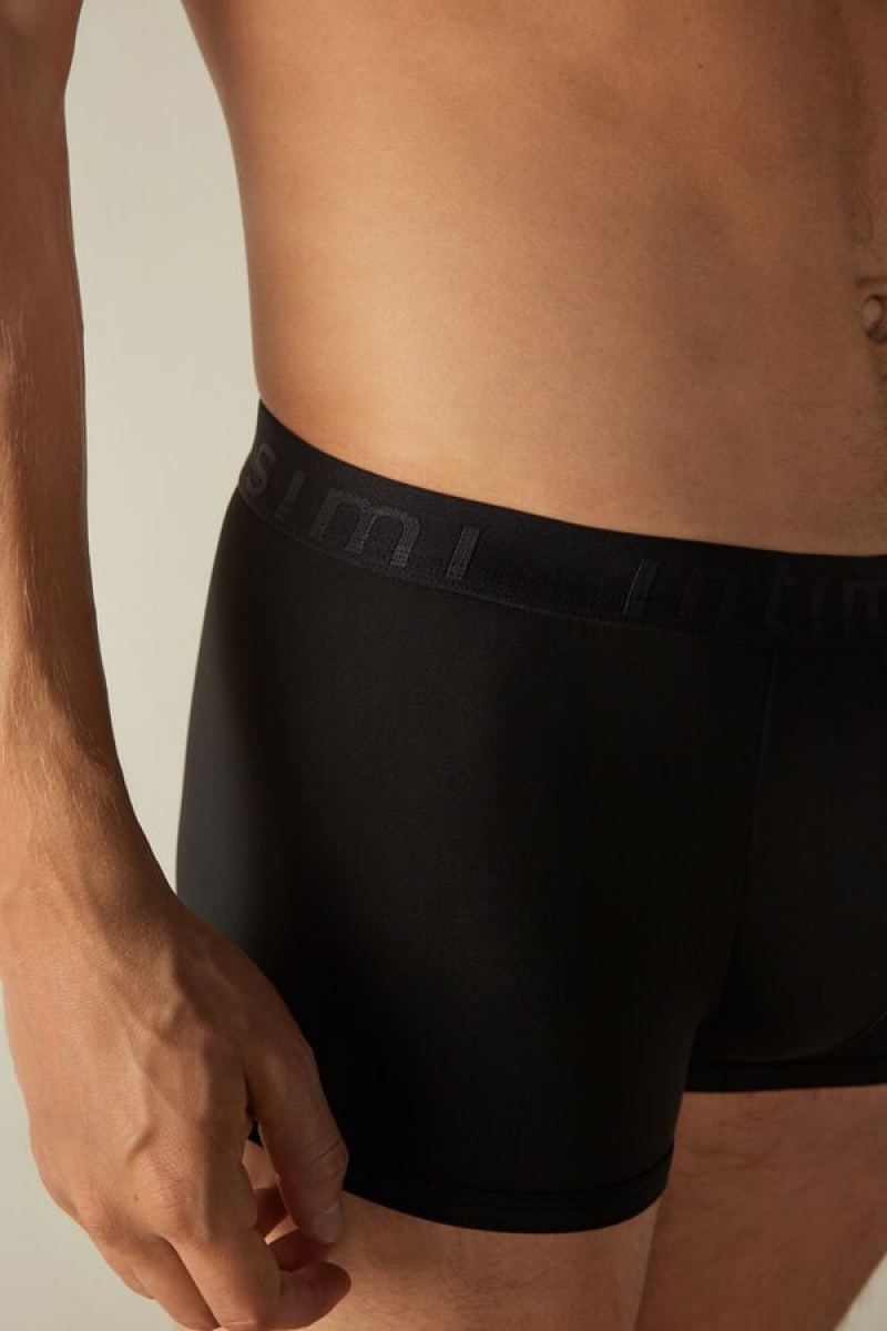 Intimissimi Microfiber Logo Shorts Boxer Herre Sort | DK3444QZ