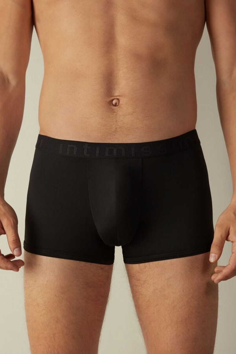 Intimissimi Microfiber Logo Shorts Boxer Herre Sort | DK3444QZ