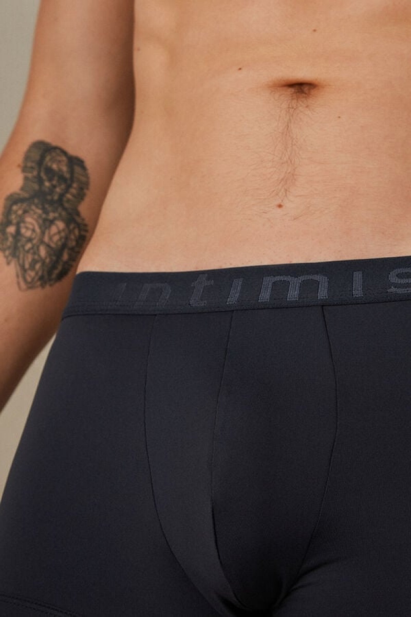 Intimissimi Microfiber Logo Shorts Boxer Herre Blå | DK3439YU