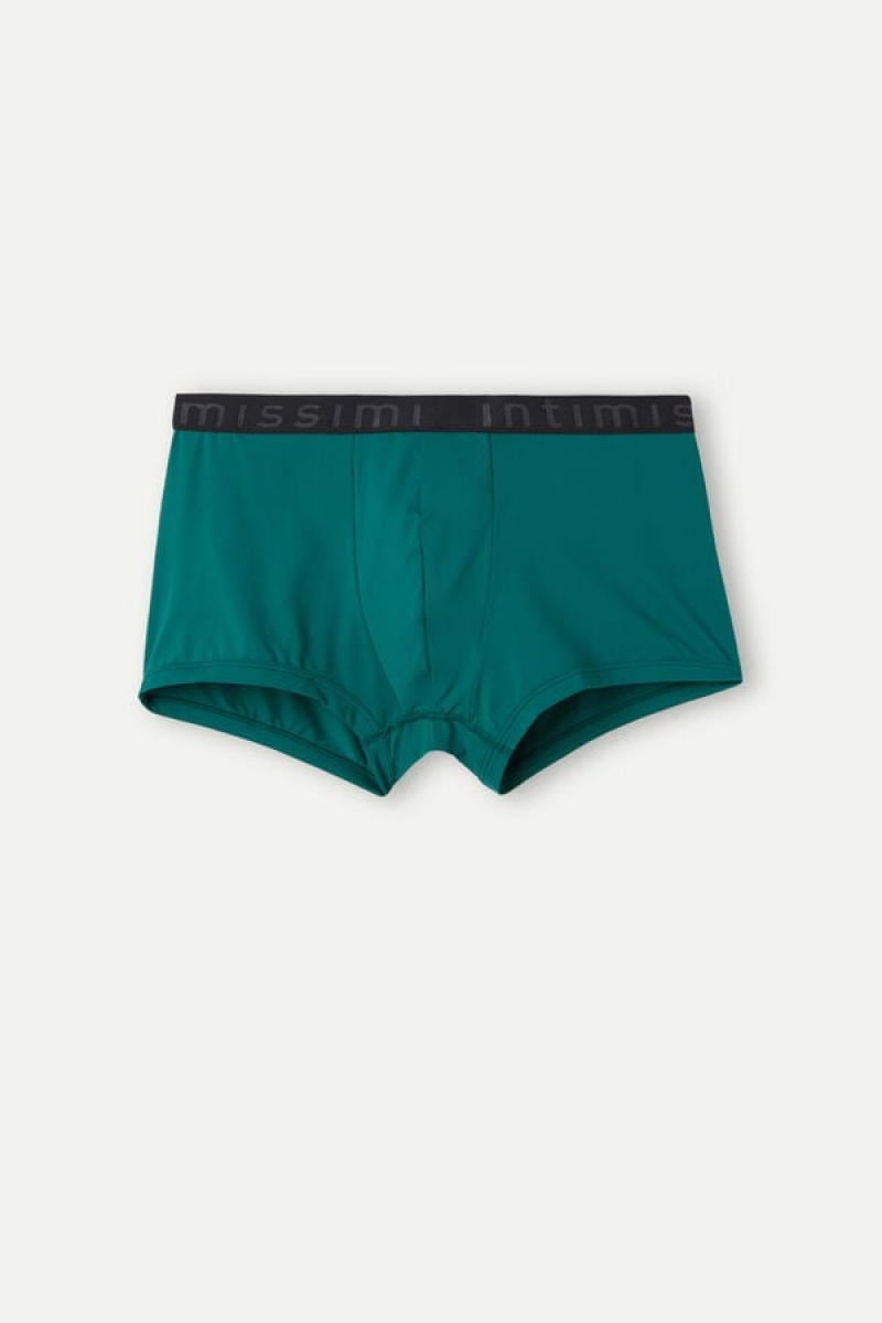 Intimissimi Microfiber Logo Shorts Boxer Herre Turkis Grøn Blå | DK3412IS