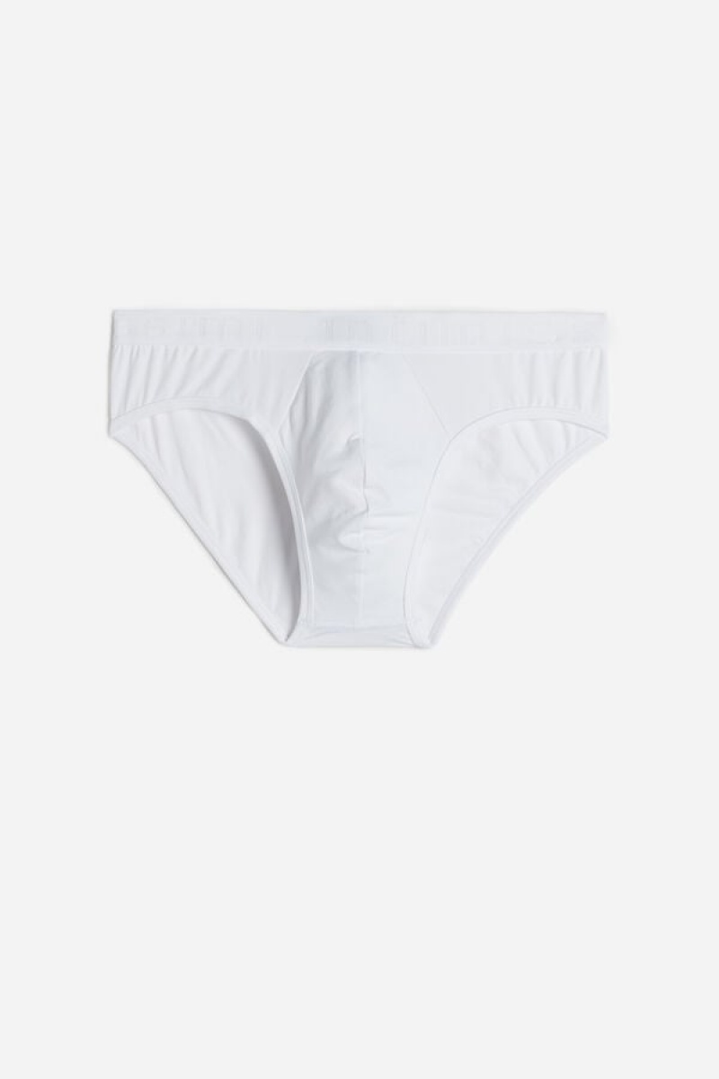 Intimissimi Microfiber with Logo Detail Trusser Herre Hvide | DK3387YU