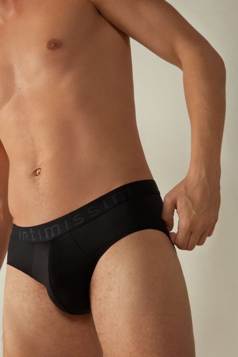 Intimissimi Microfiber with Logo Detail Trusser Herre Sort | DK3386UT