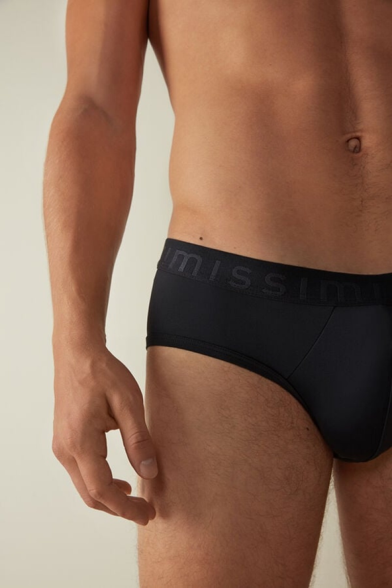 Intimissimi Microfiber with Logo Detail Trusser Herre Blå | DK3385IS