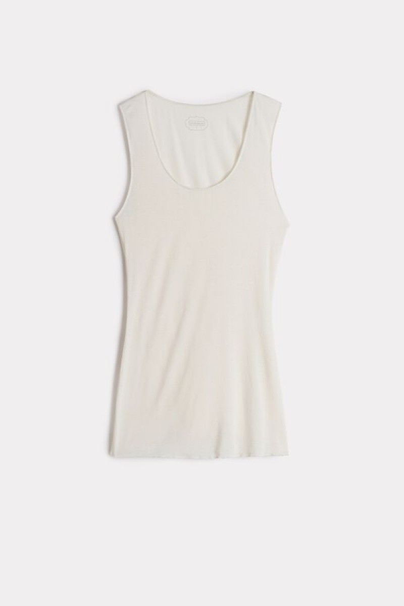 Intimissimi Modal Cashmere Ultralight Brede-Shoulder Tank Top Dame Lysegul | DK4362SO