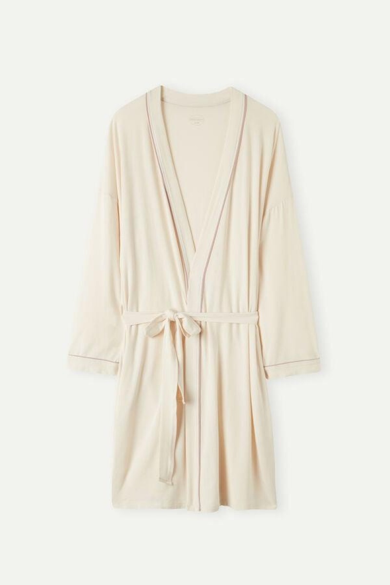 Intimissimi Modal Kimono Pyjamas Dame Lysegul Hvide | DK3865CE