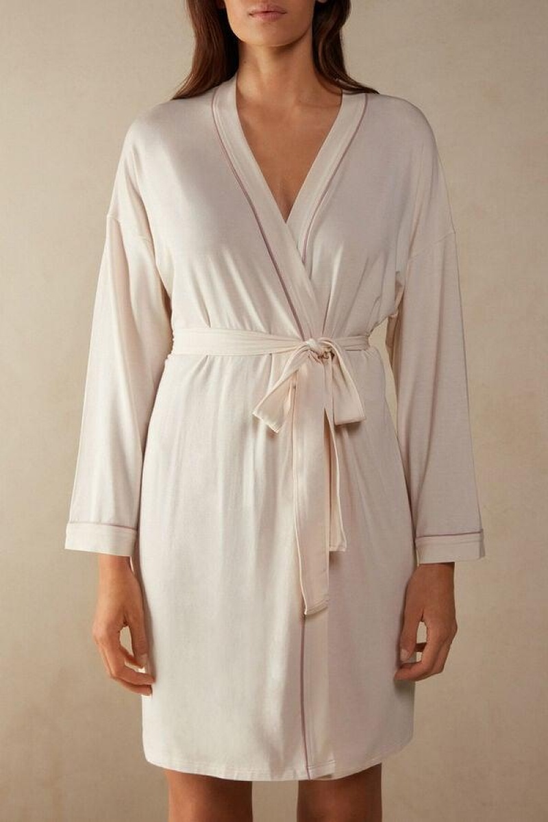 Intimissimi Modal Kimono Pyjamas Dame Lysegul Hvide | DK3865CE