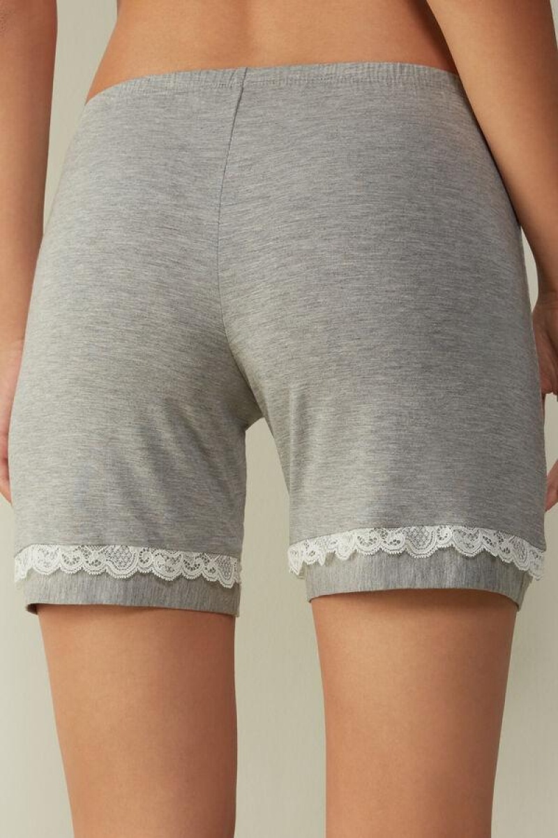 Intimissimi Modal Shorts with Blonder Details Pyjamas Dame Lysegrå | DK4056DN