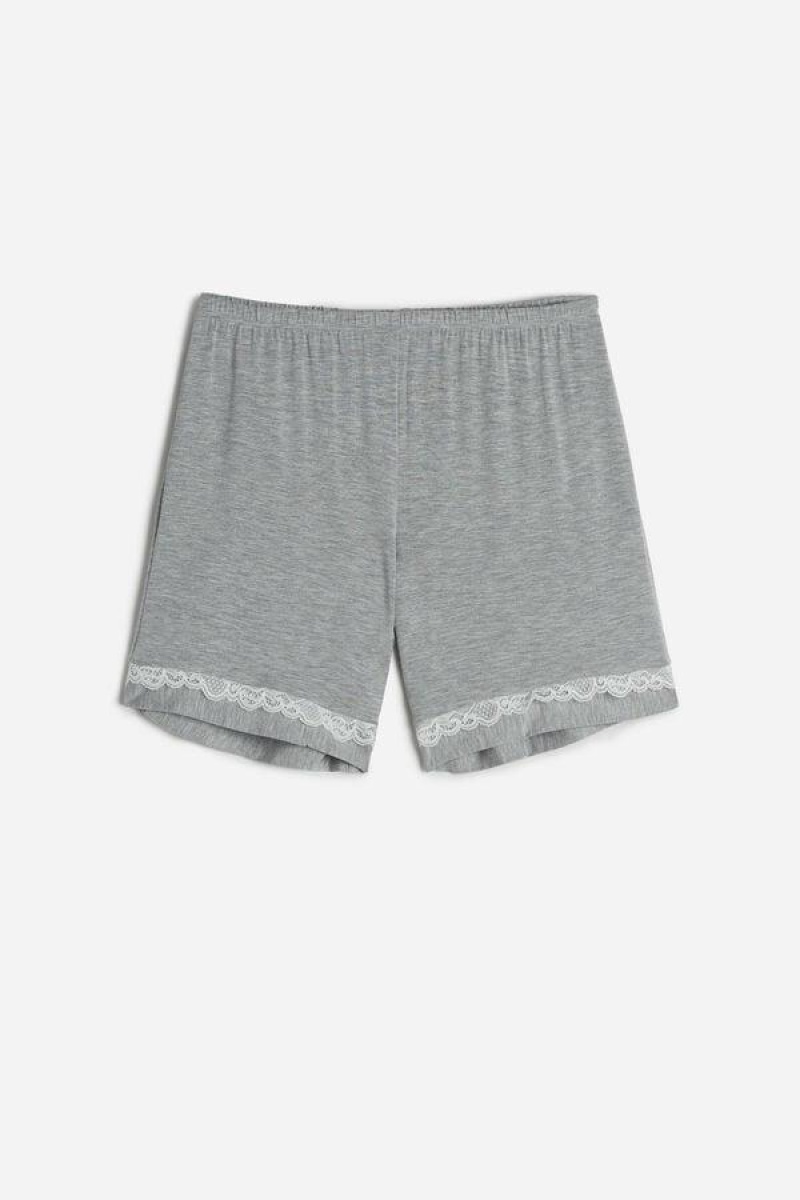 Intimissimi Modal Shorts with Blonder Details Pyjamas Dame Lysegrå | DK4056DN