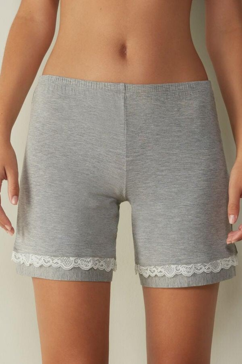 Intimissimi Modal Shorts with Blonder Details Pyjamas Dame Lysegrå | DK4056DN