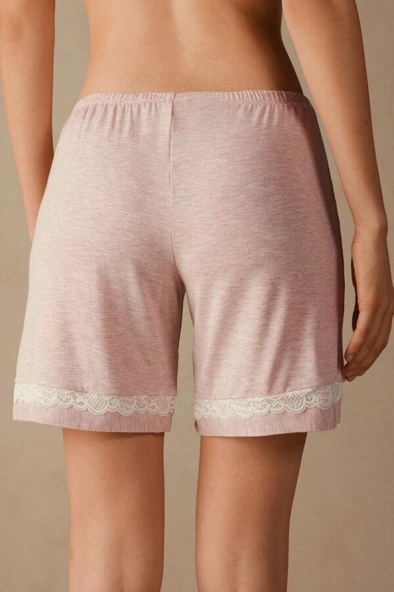 Intimissimi Modal Shorts with Blonder Details Pyjamas Dame Lyselyserød | DK4066EX