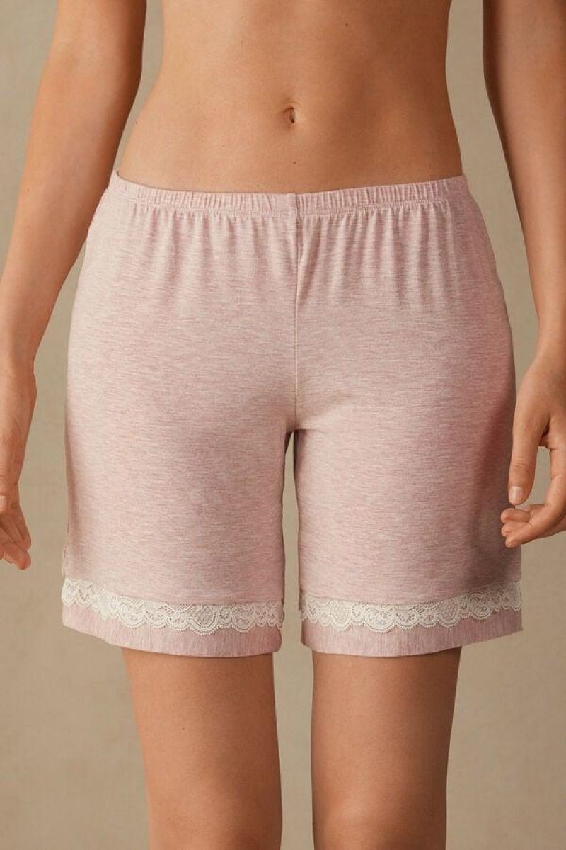 Intimissimi Modal Shorts with Blonder Details Pyjamas Dame Lyselyserød | DK4066EX