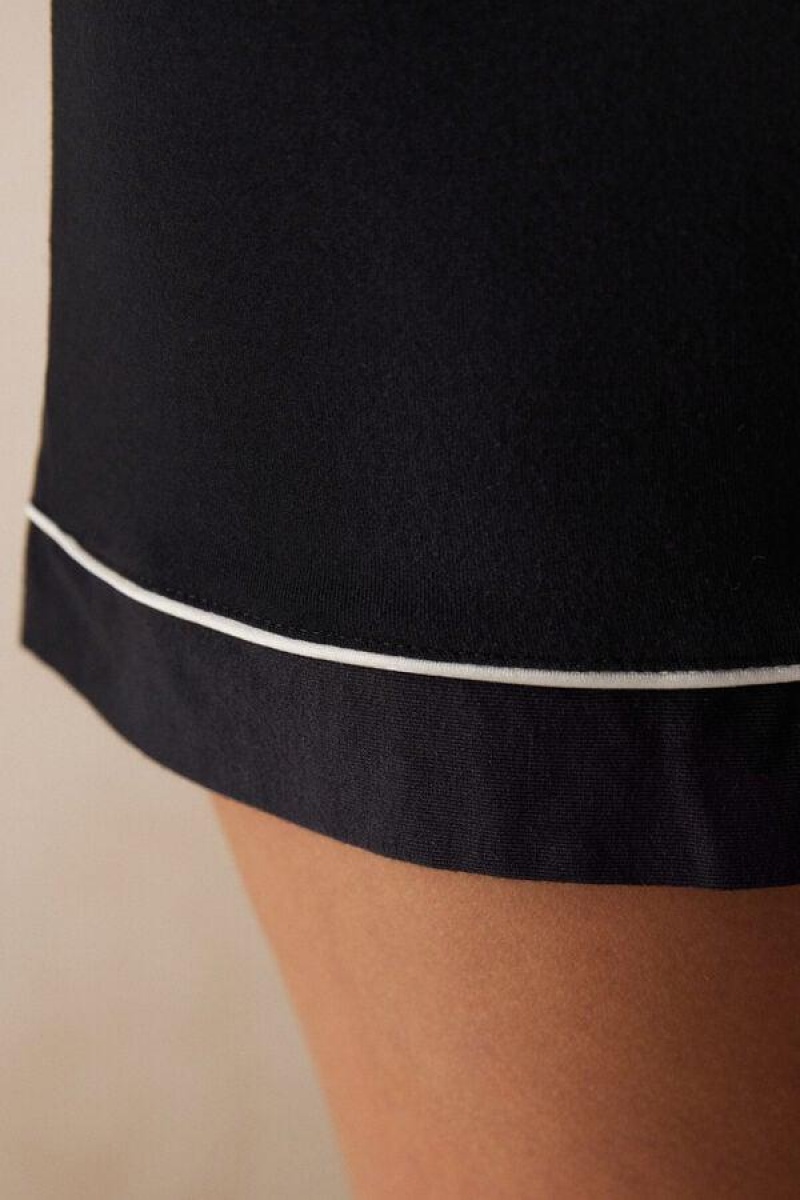 Intimissimi Modal Shorts with Contrast Trim Pyjamas Dame Sort | DK4091TV