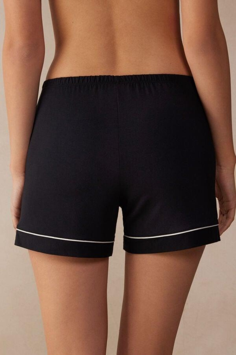 Intimissimi Modal Shorts with Contrast Trim Pyjamas Dame Sort | DK4091TV