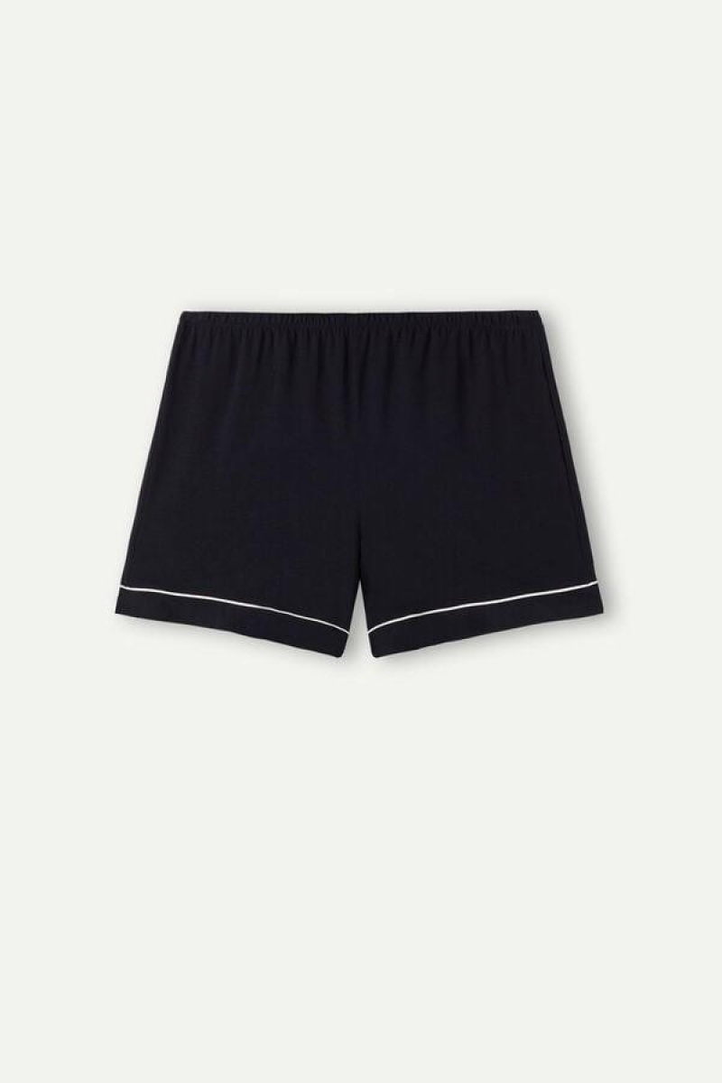 Intimissimi Modal Shorts with Contrast Trim Pyjamas Dame Sort | DK4091TV