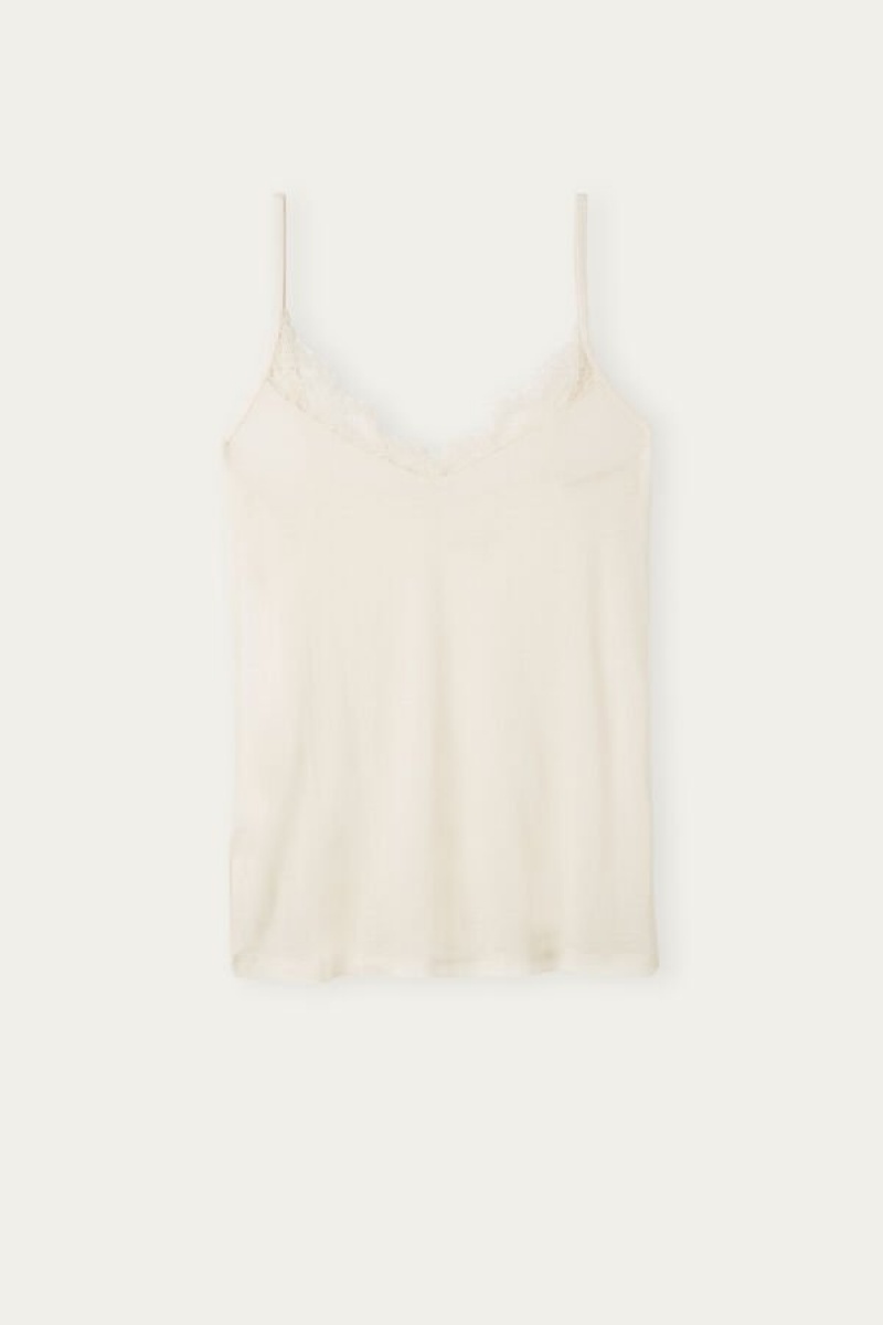 Intimissimi Modal Ultralight Cashmere Blend with Blonder Tank Top Dame Lysegul | DK4343DN