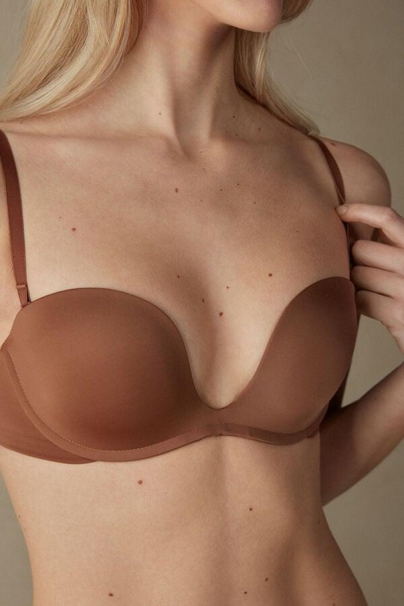 Intimissimi Monica Bandeau in Ultralight Microfiber BH Dame Mørkebeige | DK4851FM