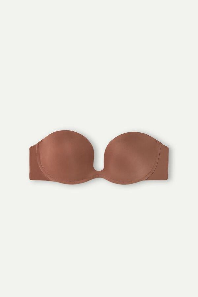 Intimissimi Monica Bandeau in Ultralight Microfiber BH Dame Mørkebeige | DK4851FM