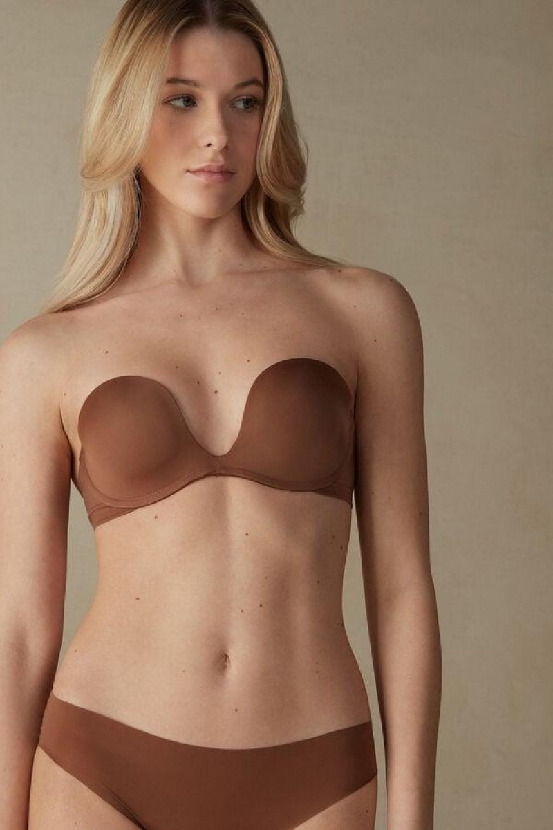 Intimissimi Monica Bandeau in Ultralight Microfiber BH Dame Mørkebeige | DK4851FM