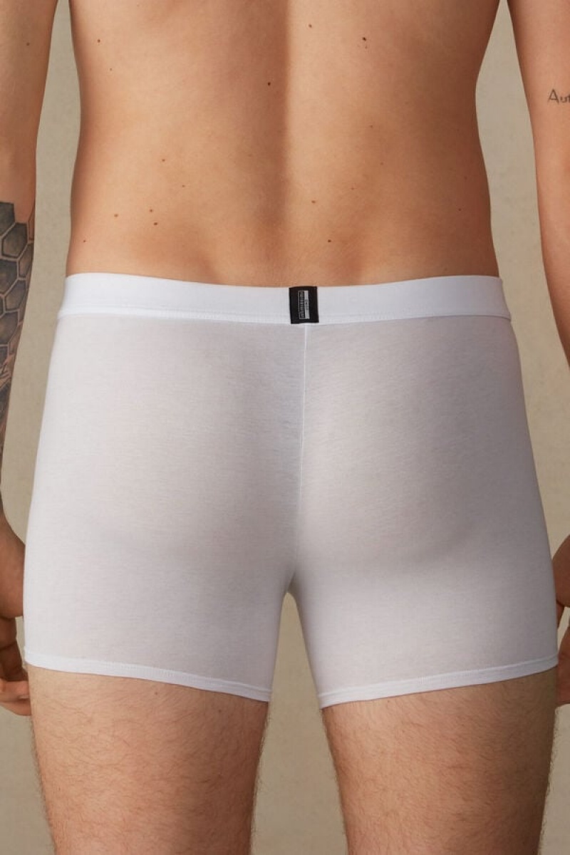 Intimissimi Natural Fresh Supima® Bomulds Boxer Herre Hvide Blå | DK3469EX