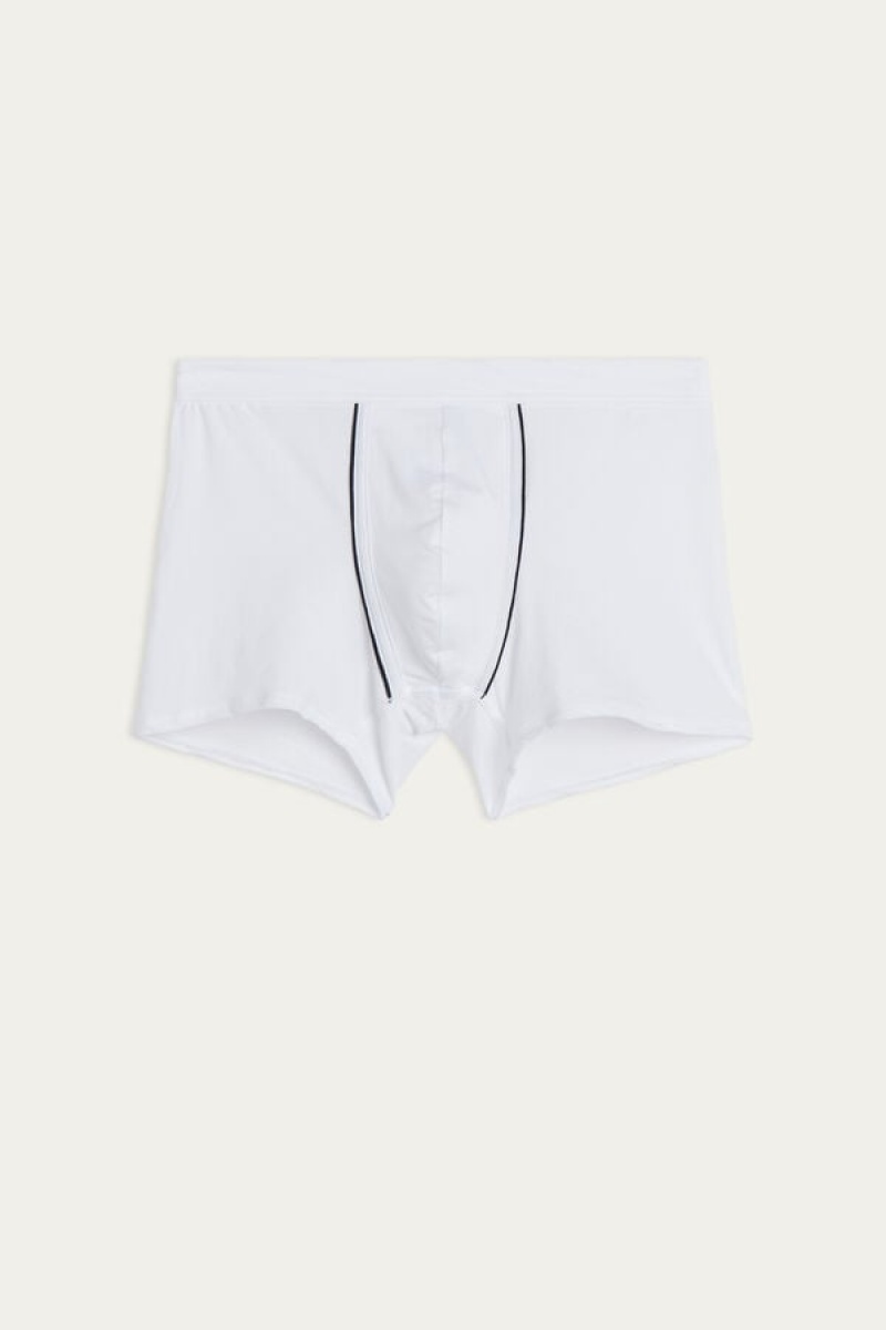 Intimissimi Natural Fresh Supima® Bomulds Boxer Herre Hvide Blå | DK3469EX