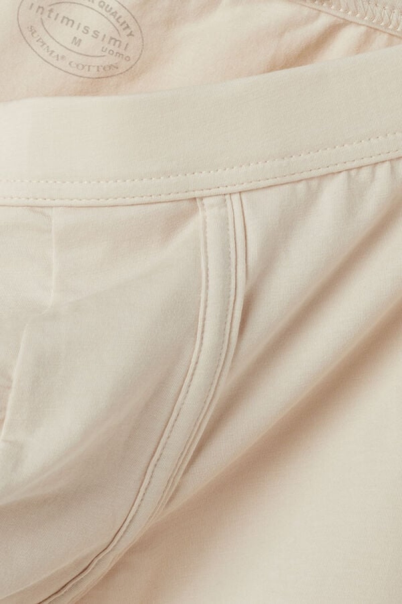 Intimissimi Natural Fresh Supima® Bomulds Boxer Herre Beige | DK3468RW