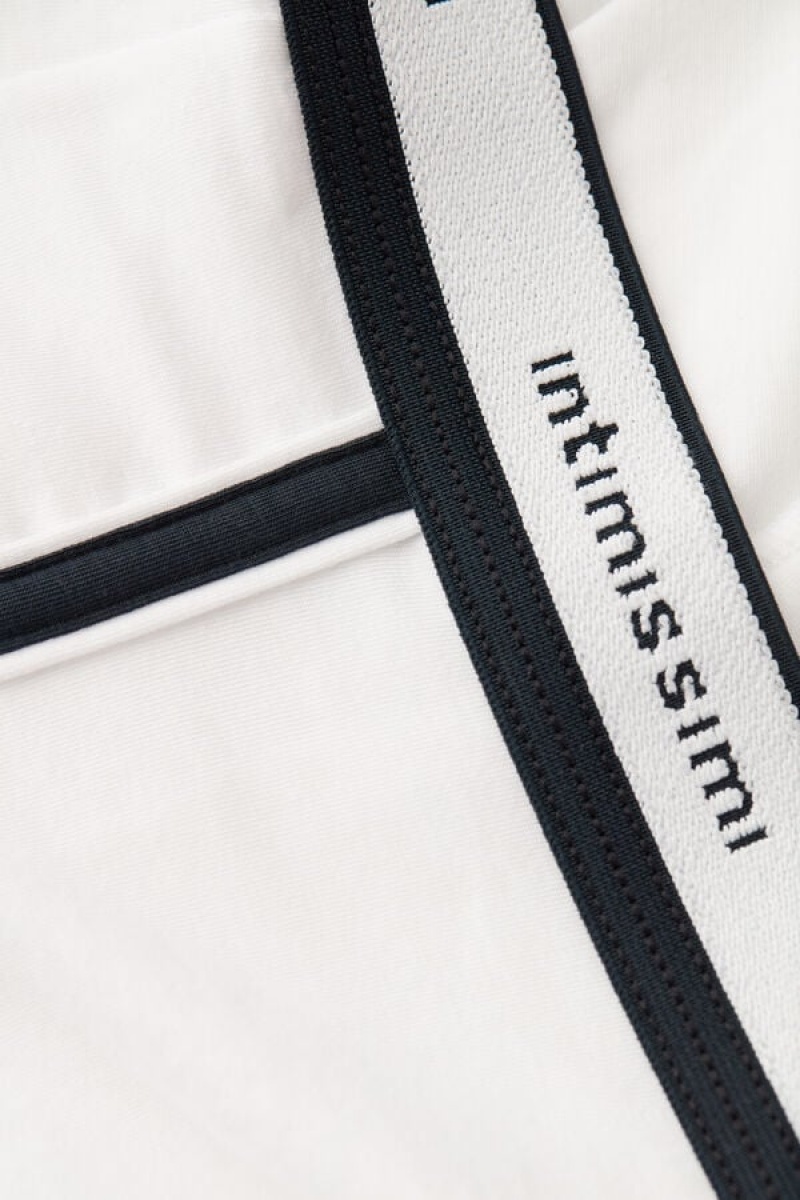 Intimissimi Natural Fresh Supima® Bomulds with Logo Boxer Herre Hvide Blå | DK3391WY