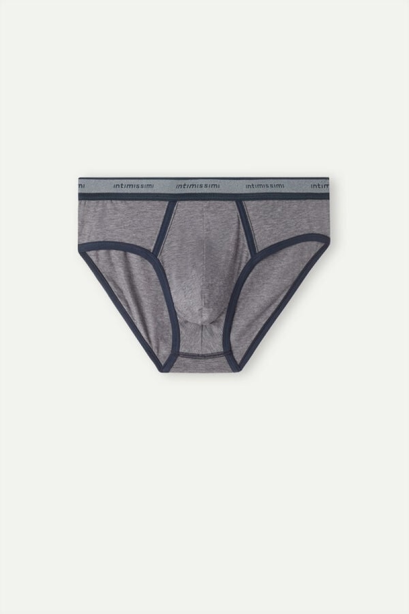 Intimissimi Natural Fresh Supima® Bomulds with Logo Trusser Herre Dyb Grå Blå | DK3352GL