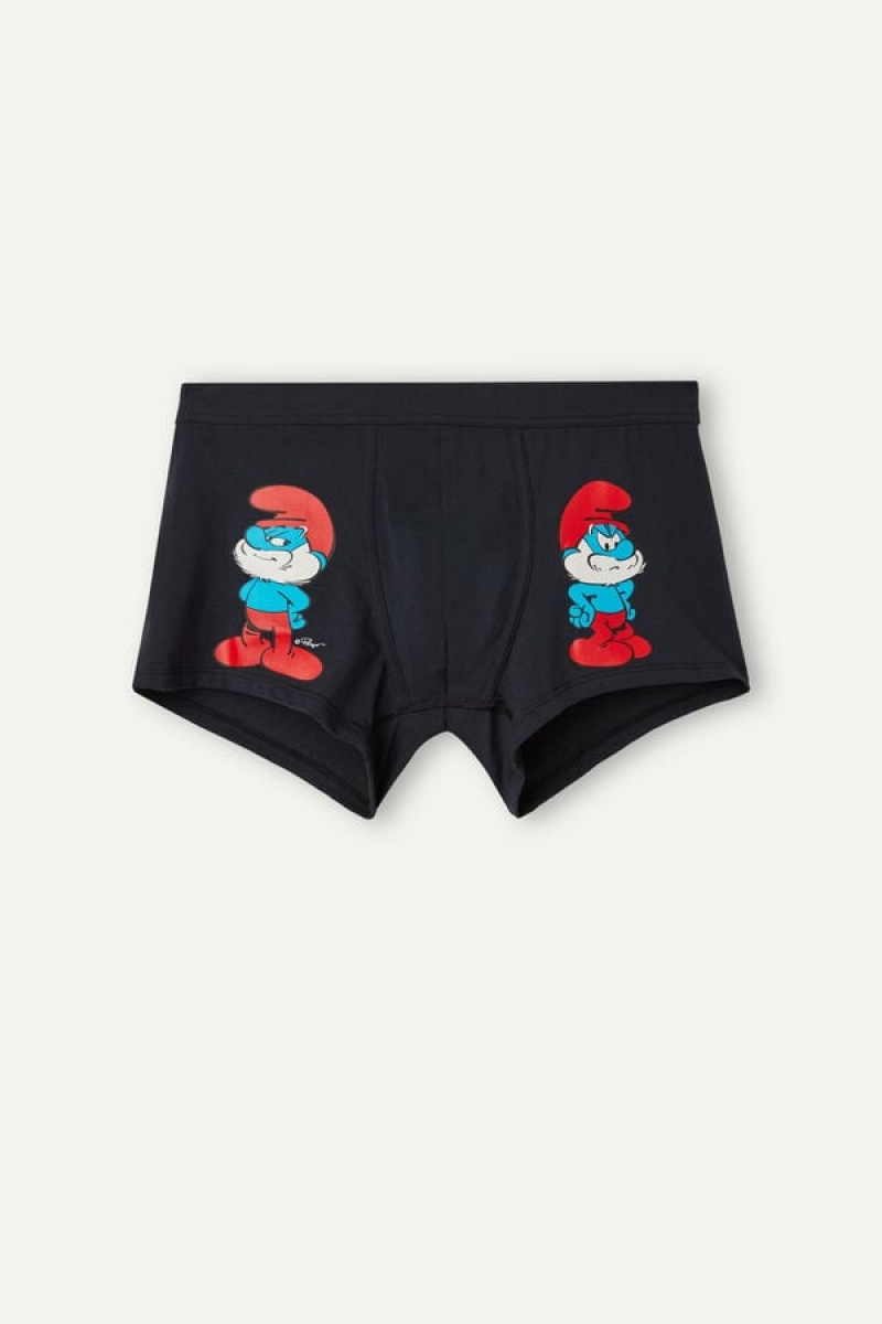 Intimissimi Papa Smurf in Stretch Supima® Bomulds Boxer Herre Blå | DK3410PQ