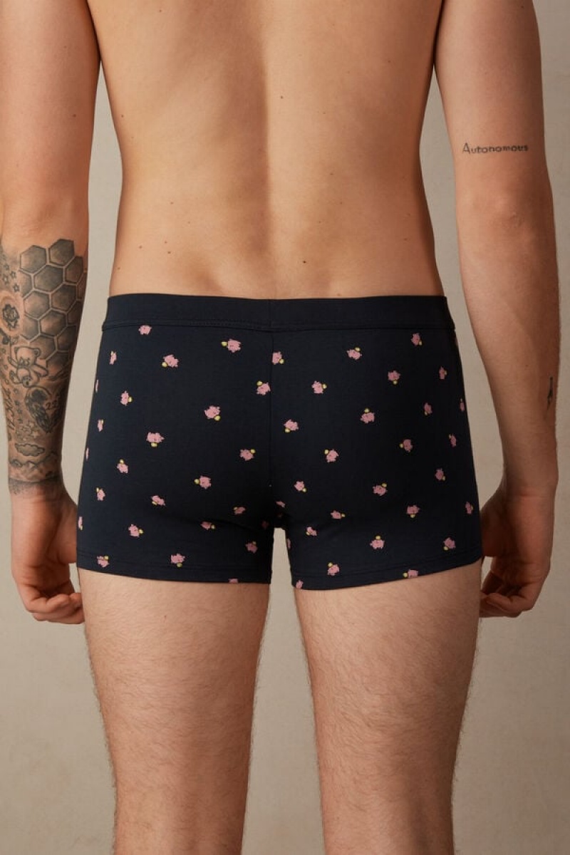 Intimissimi Piggy Bank in Stretch Supima® Bomulds Boxer Herre Blå | DK3400LH