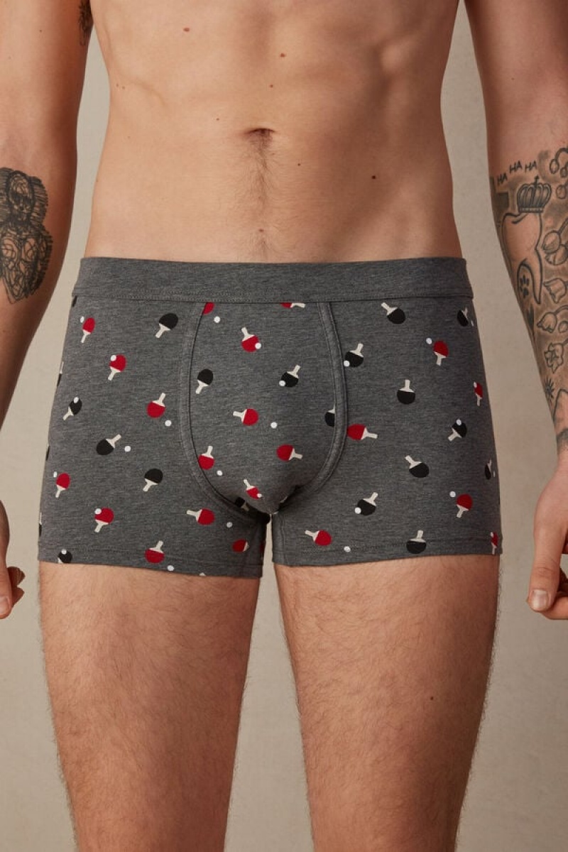 Intimissimi Ping Pong in Stretch Supima® Bomulds Boxer Herre Dyb Grå | DK3396VD