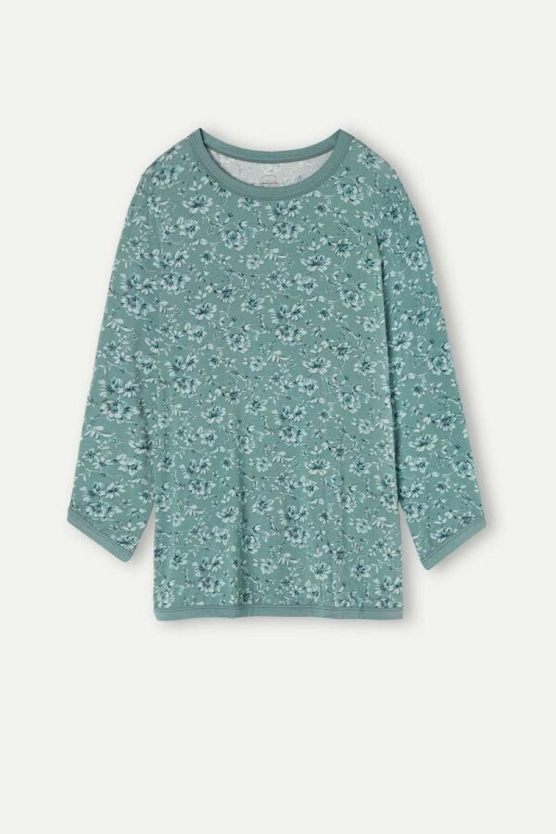 Intimissimi Prairie Bouquet Long Sleeve Top Pyjamas Dame Grøn | DK3883TV