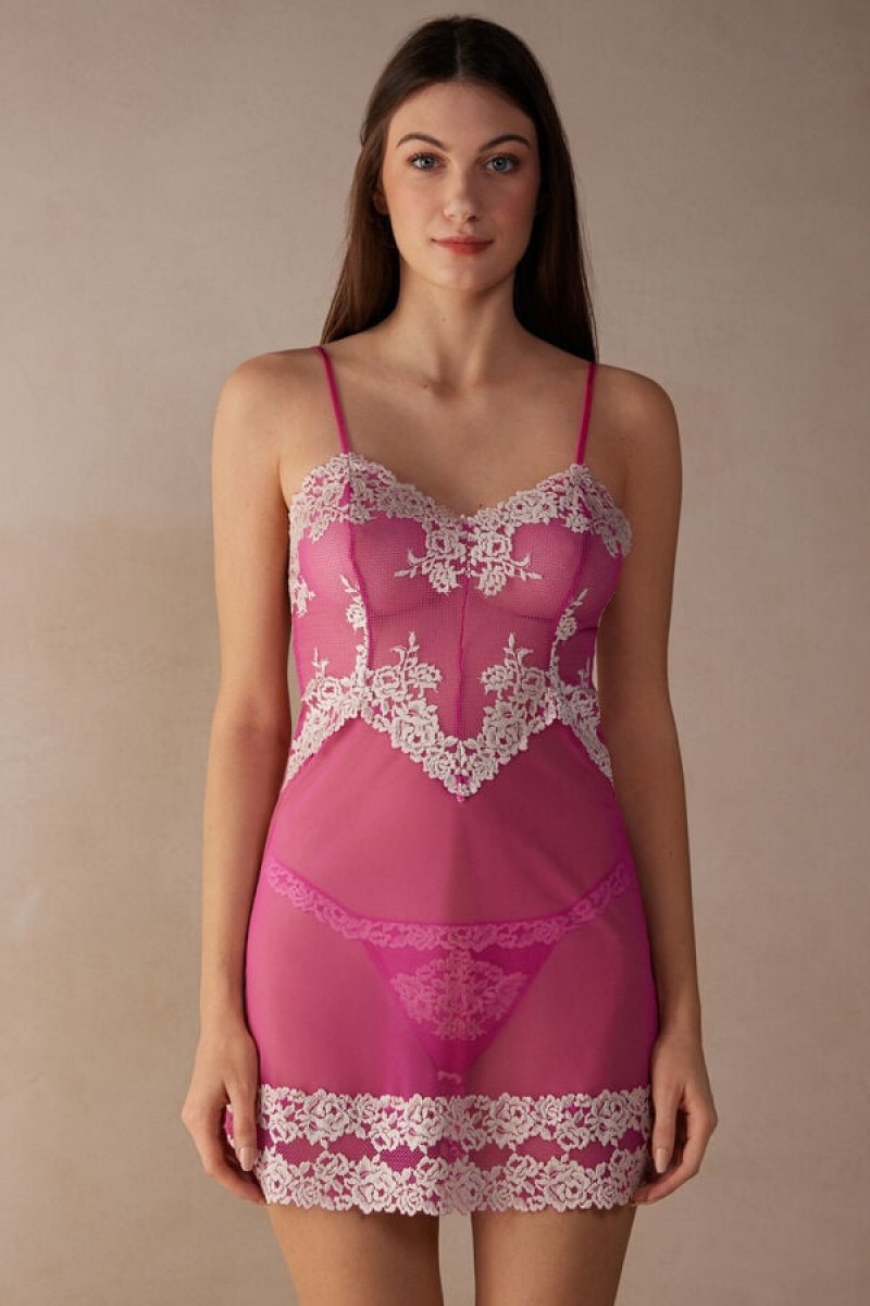 Intimissimi Pretty Flowers Babydoll Lingeri Dame Lyserød Hvide | DK4114UT