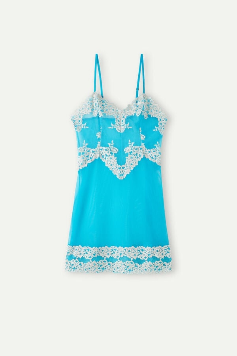 Intimissimi Pretty Flowers Babydoll Lingeri Dame Turkis Hvide | DK4108DN