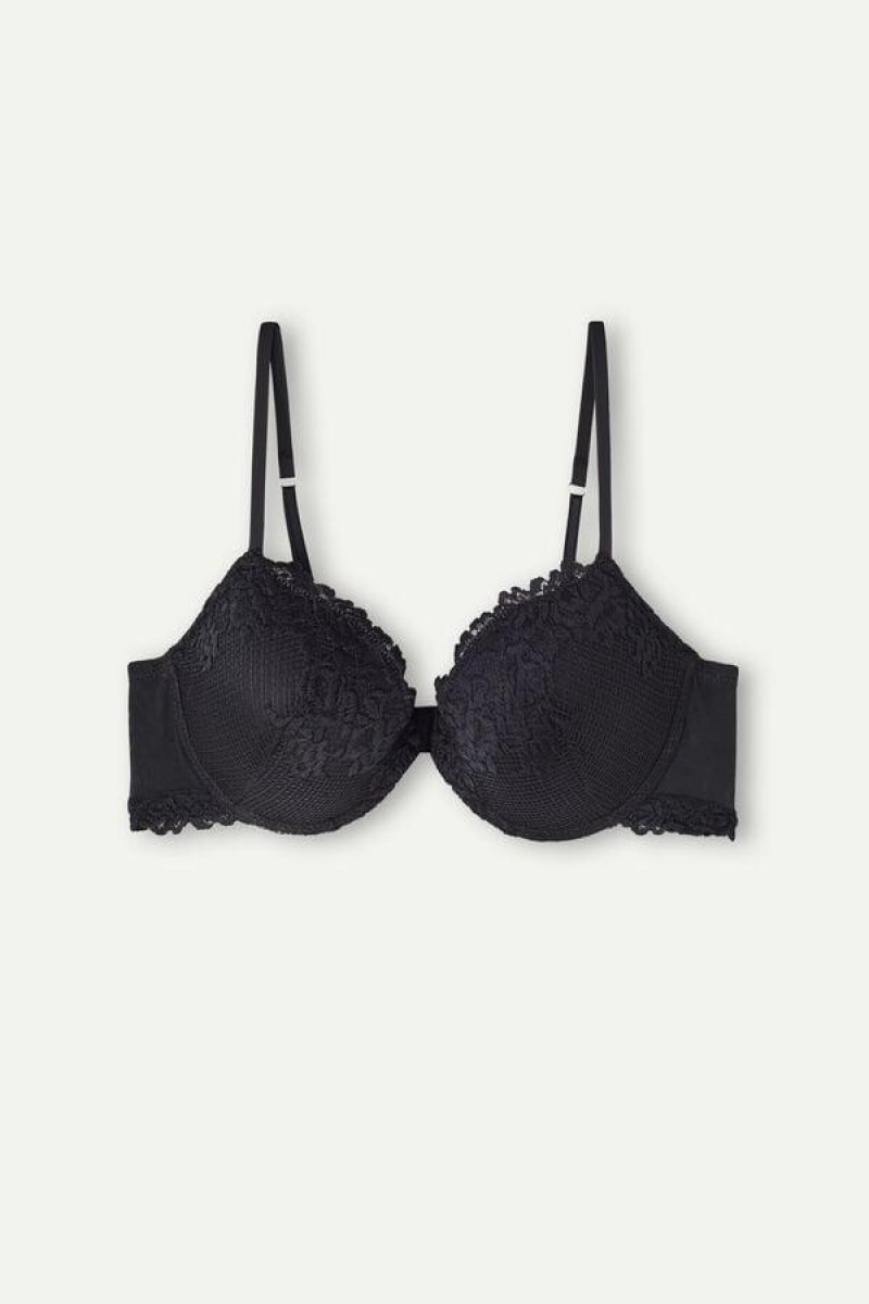 Intimissimi Pretty Flowers Bellissima Push-up BH Dame Sort | DK4760SO