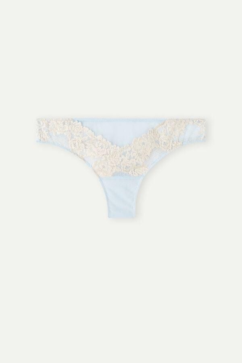 Intimissimi Pretty Flowers Brazilian Trusser Dame Blå Hvide | DK3588DN