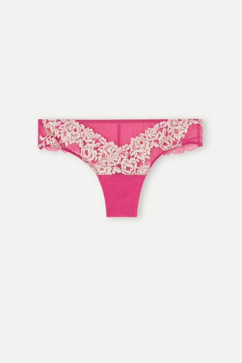 Intimissimi Pretty Flowers Brazilian Trusser Dame Lyserød Hvide | DK3580FM