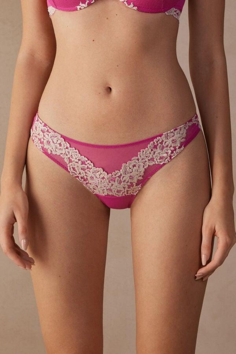 Intimissimi Pretty Flowers Brazilian Trusser Dame Lyserød Hvide | DK3580FM