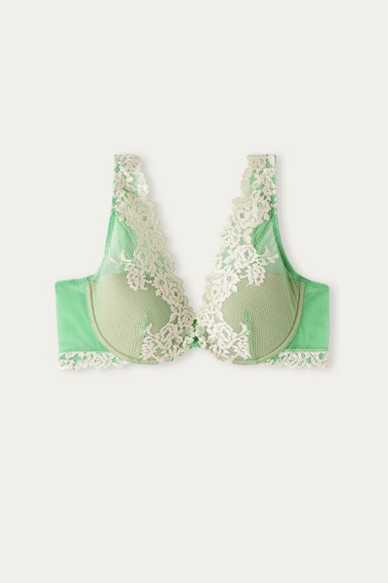 Intimissimi Pretty Flowers Elena Balconette BH Dame Mintgrønne Hvide | DK4821QZ