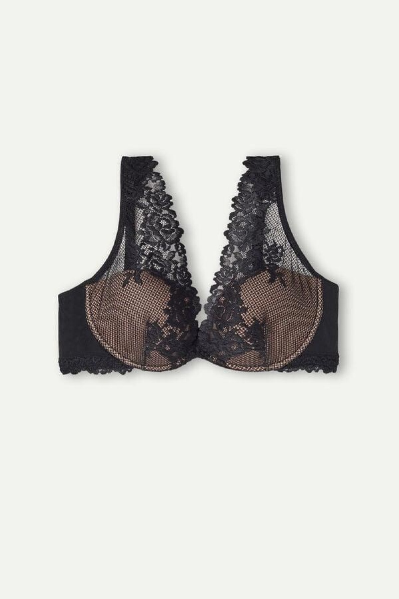 Intimissimi Pretty Flowers Elena Balconette BH Dame Sort | DK5015UT