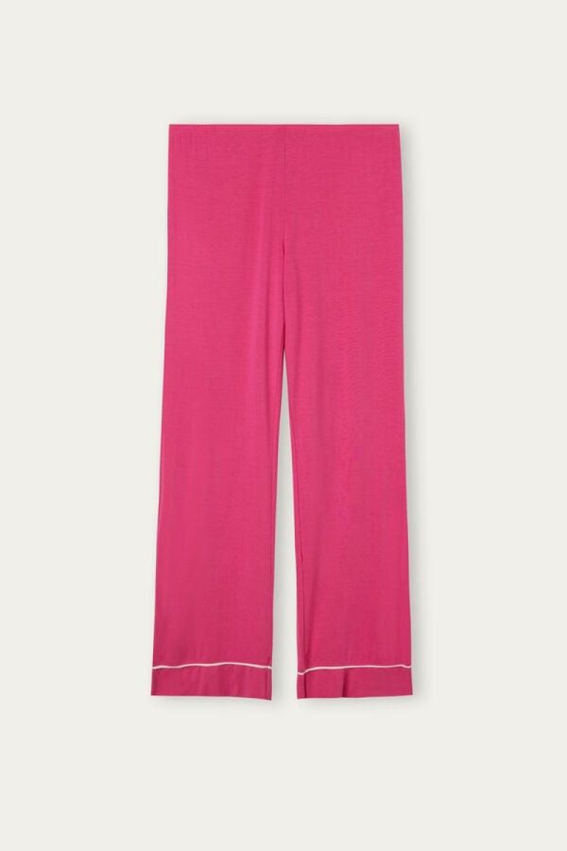 Intimissimi Pretty Flowers Full Length Modal Pants Pyjamas Dame Lyserød Hvide | DK4015WY