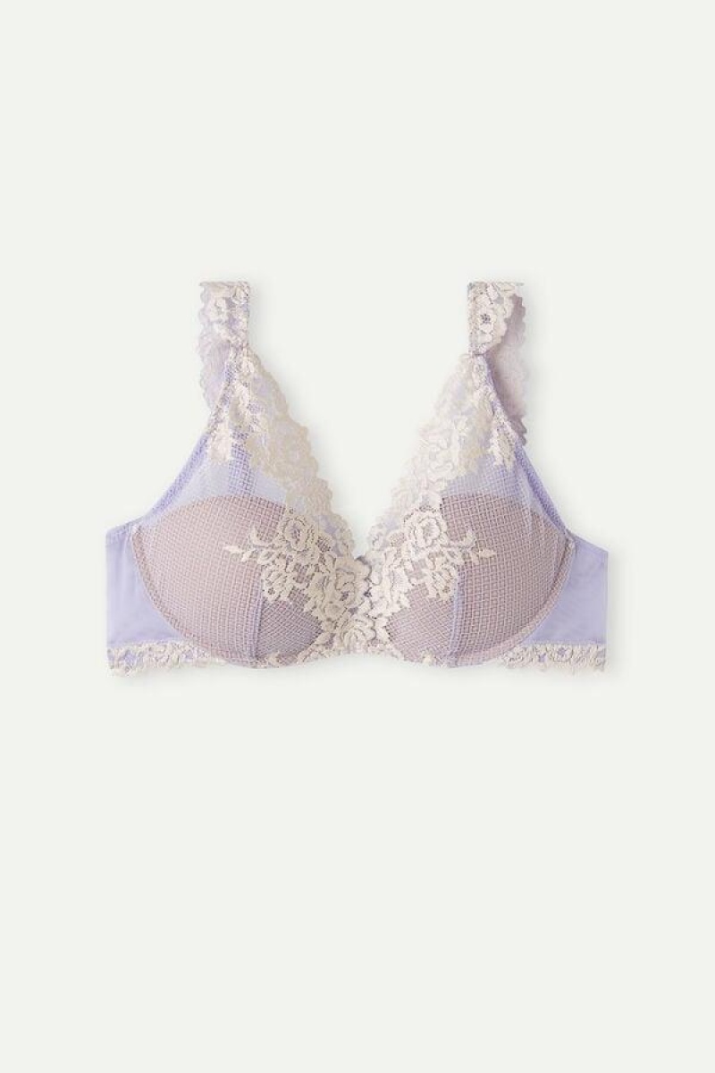 Intimissimi Pretty Flowers Giorgia Balconette BH Dame Lavendel Hvide | DK4570SO