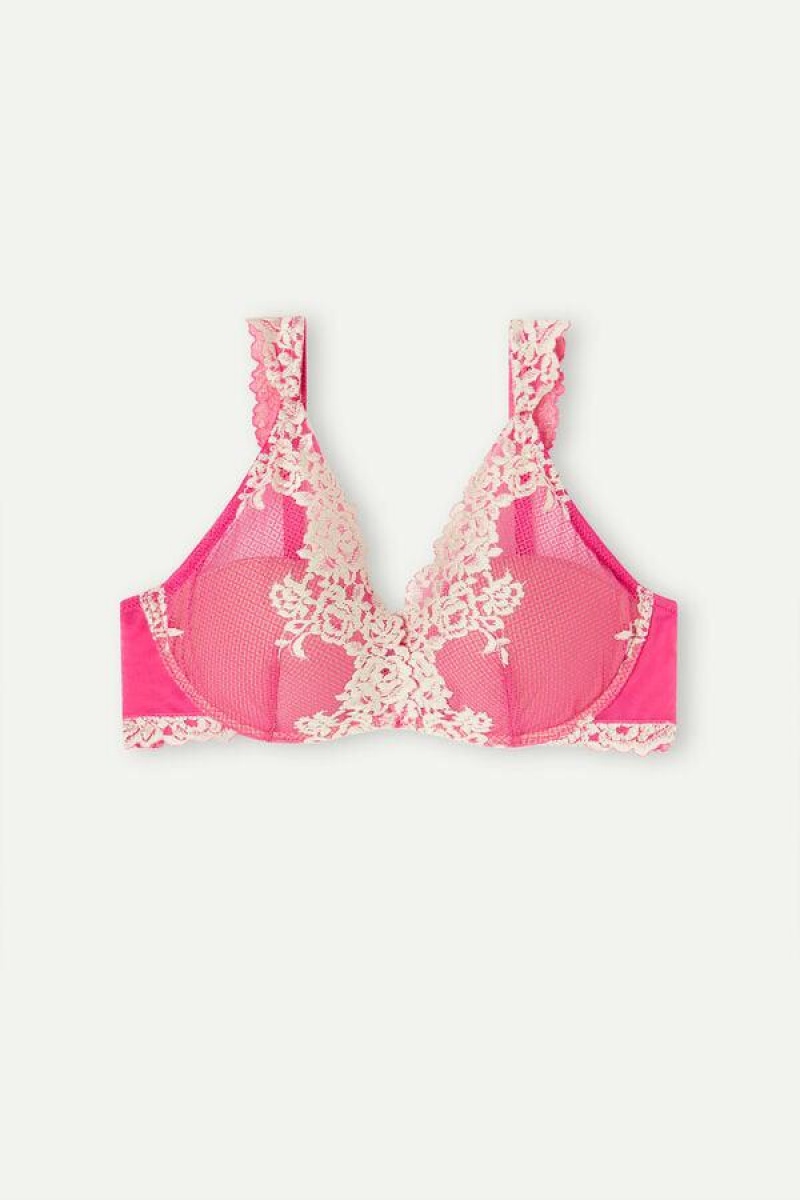 Intimissimi Pretty Flowers Giorgia Balconette BH Dame Lyserød Hvide | DK4563QZ