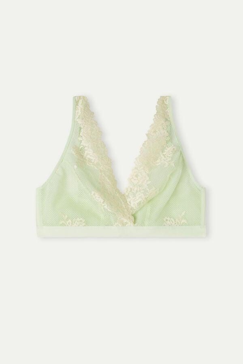 Intimissimi Pretty Flowers Lara Triangle BH Dame Lysegrøn Hvide | DK4660IS