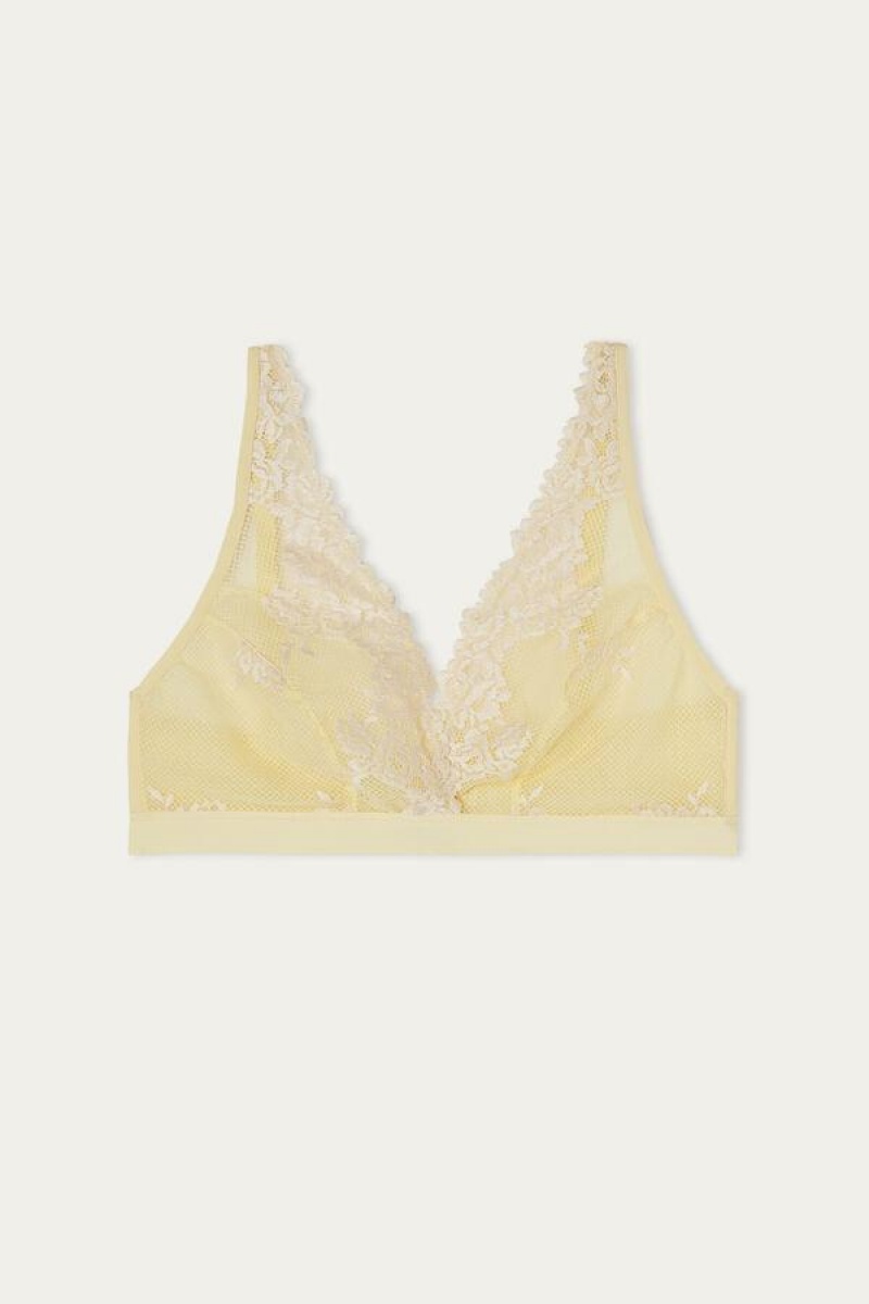 Intimissimi Pretty Flowers Lara Triangle BH Dame Gul Hvide | DK4659OR