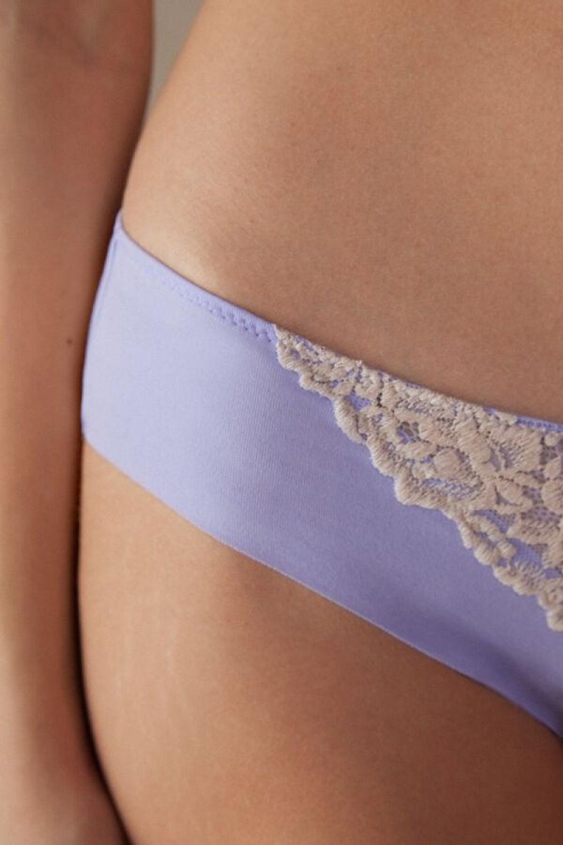 Intimissimi Pretty Flowers Seamless Bomulds Trusser Dame Lavendel Hvide | DK3696OR