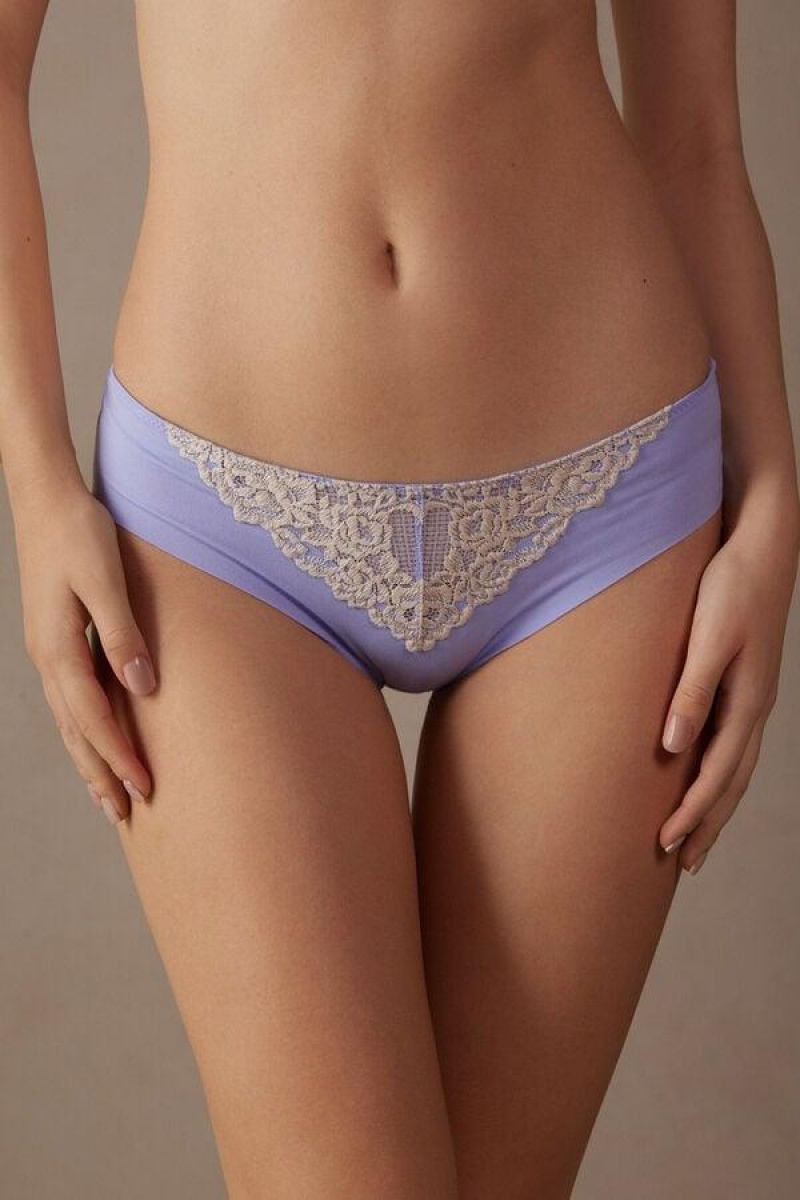 Intimissimi Pretty Flowers Seamless Bomulds Trusser Dame Lavendel Hvide | DK3696OR