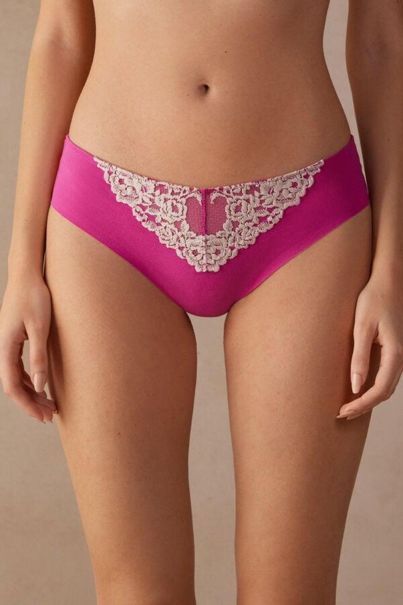 Intimissimi Pretty Flowers Seamless Bomulds Trusser Dame Lyserød Hvide | DK3691FM