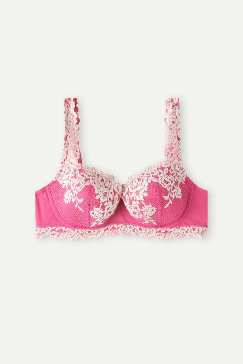 Intimissimi Pretty Flowers Sofia Balconette BH Dame Lyserød Hvide | DK5033FM