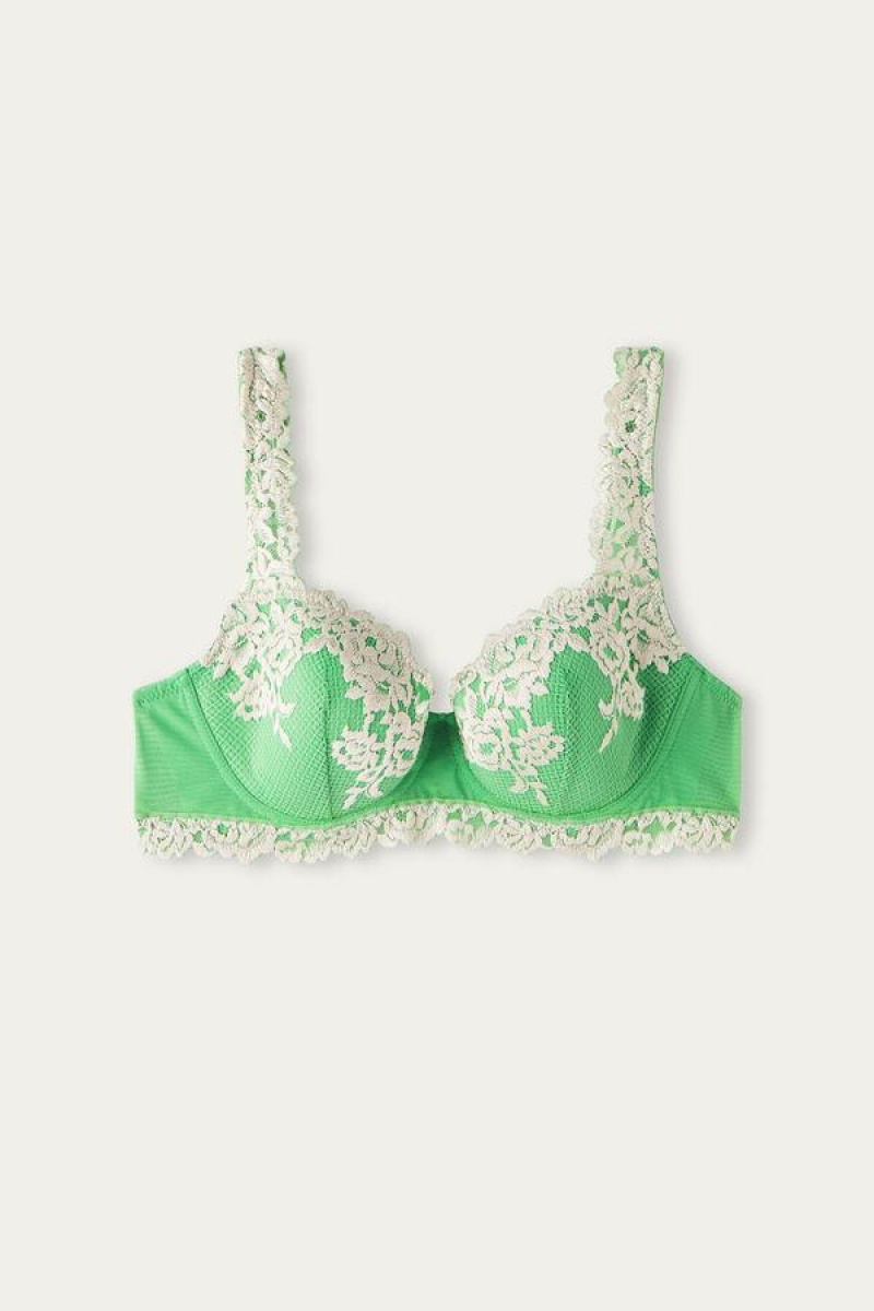 Intimissimi Pretty Flowers Sofia Balconette BH Dame Mintgrønne Hvide | DK4575FM