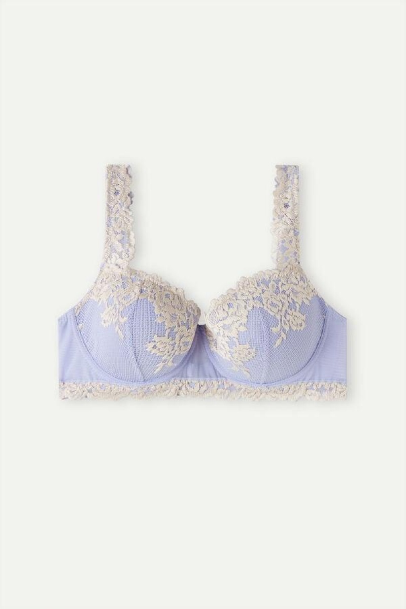 Intimissimi Pretty Flowers Sofia Balconette BH Dame Lavendel Hvide | DK4569DN